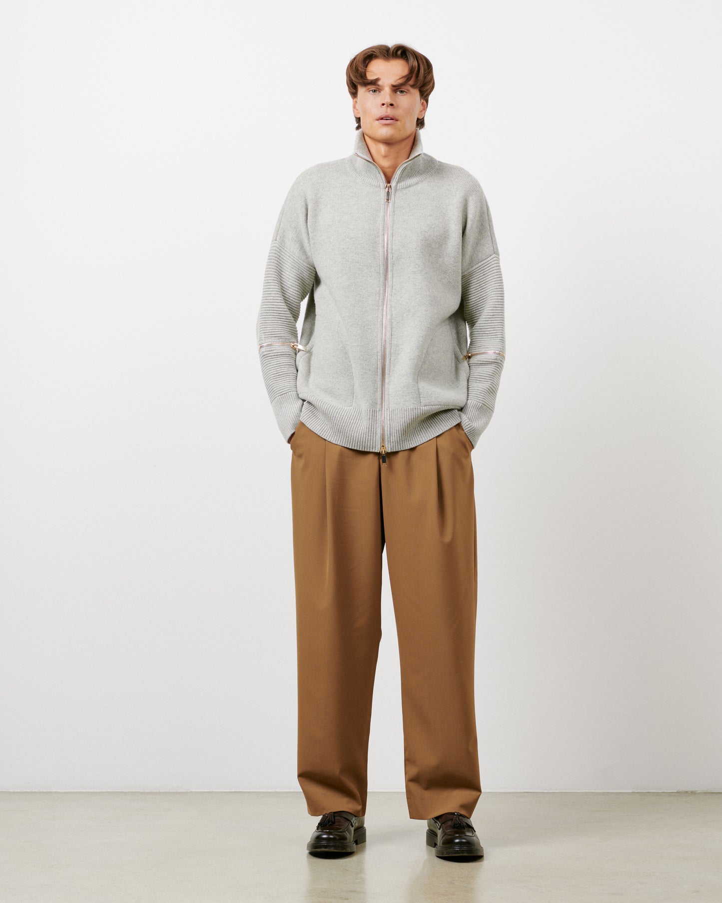 Grey - Golden Metal Zip