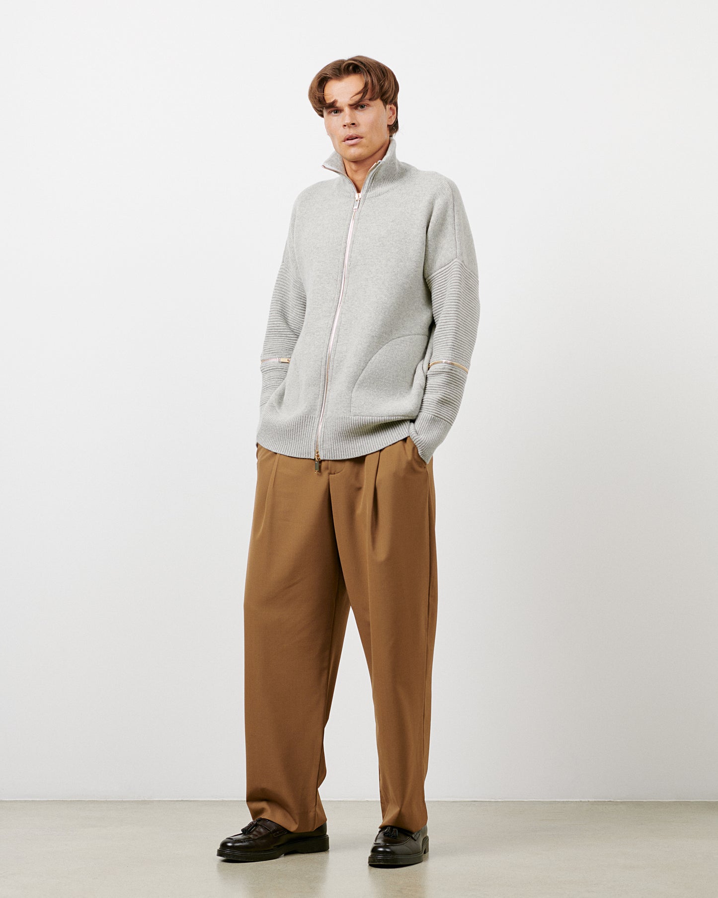 Grey - Golden Metal Zip