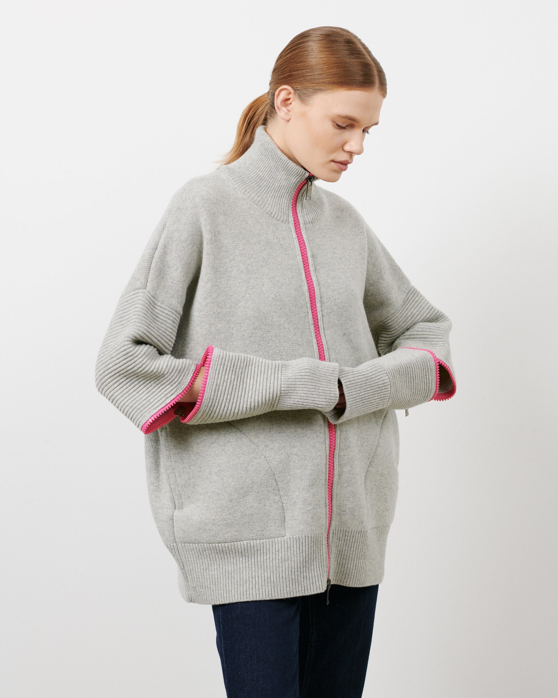 Grey - Pink Zip
