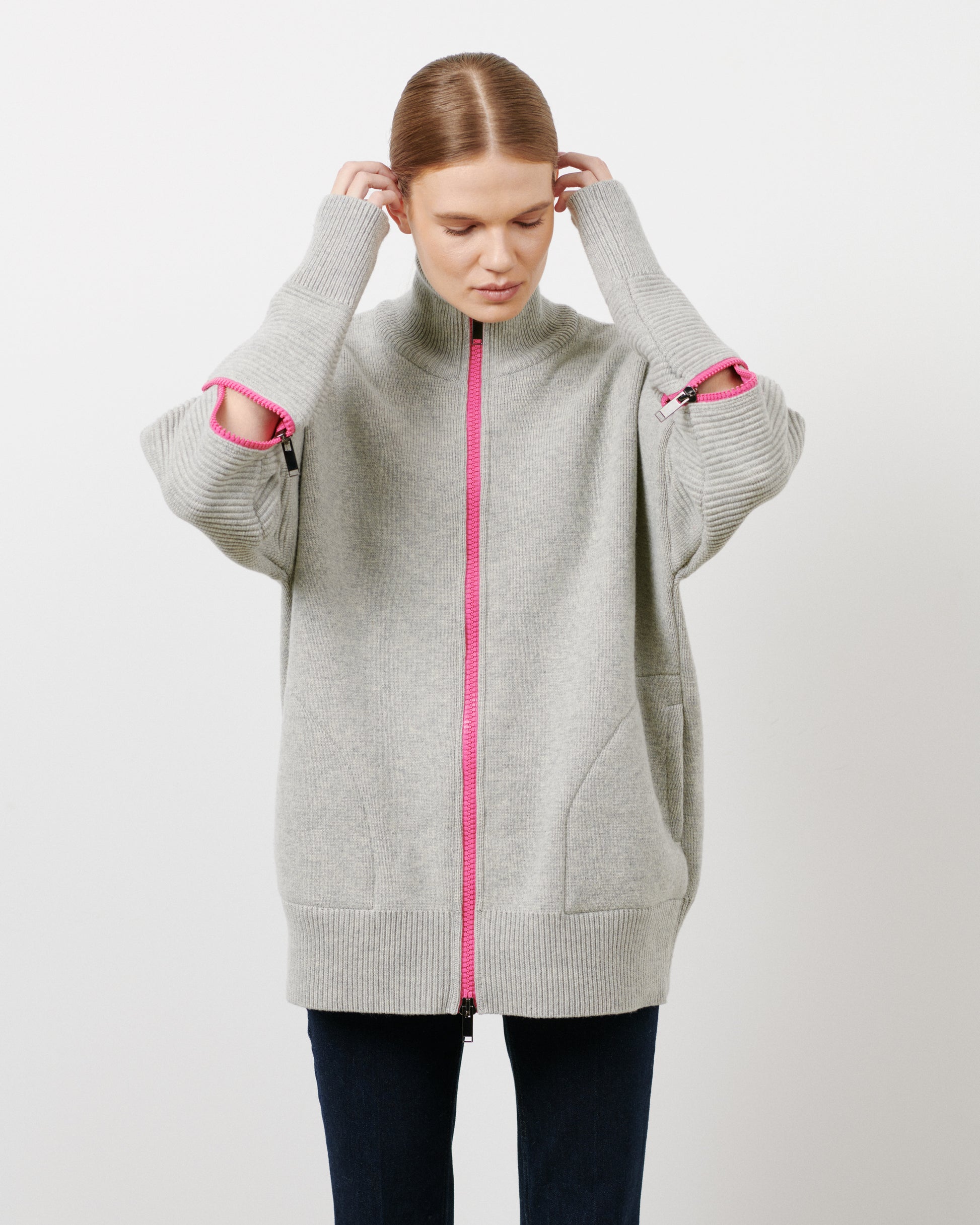 Grey - Pink Zip
