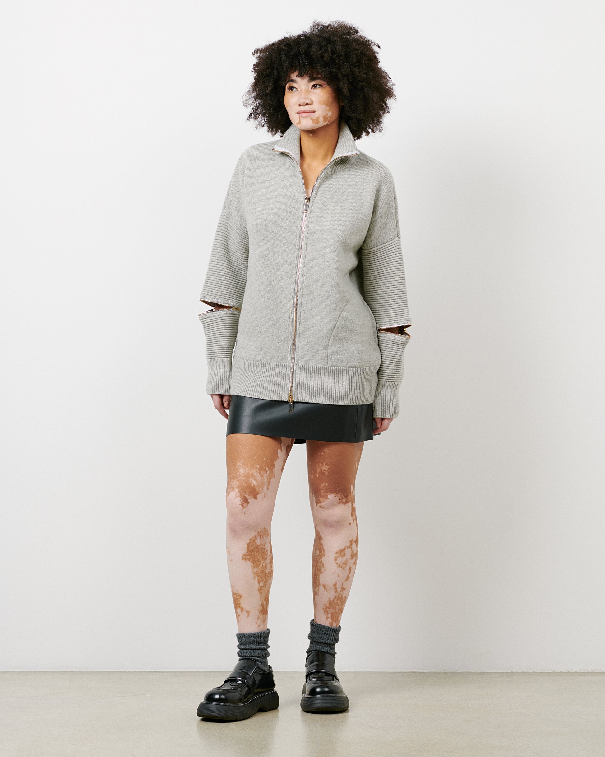 Grey - Golden Metal Zip