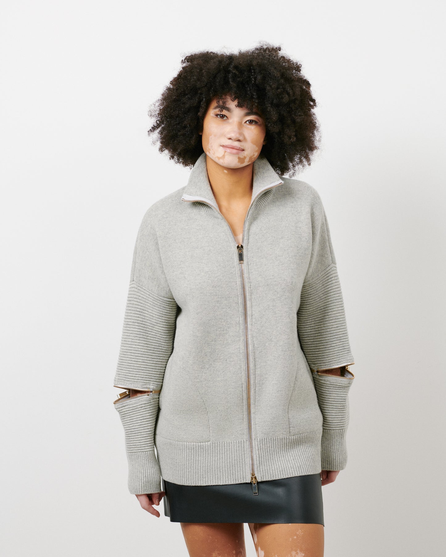 Grey - Golden Metal Zip