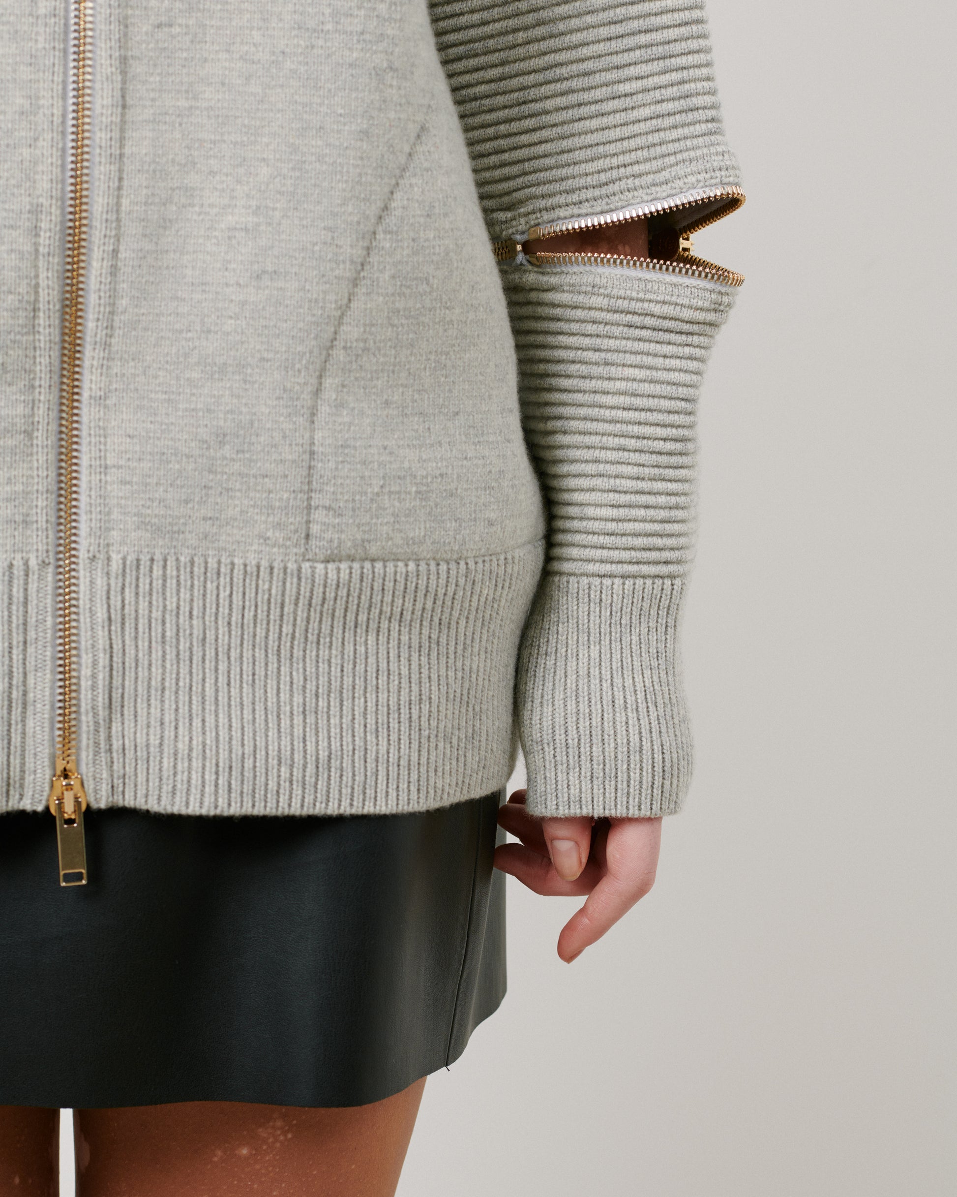 Grey - Golden Metal Zip