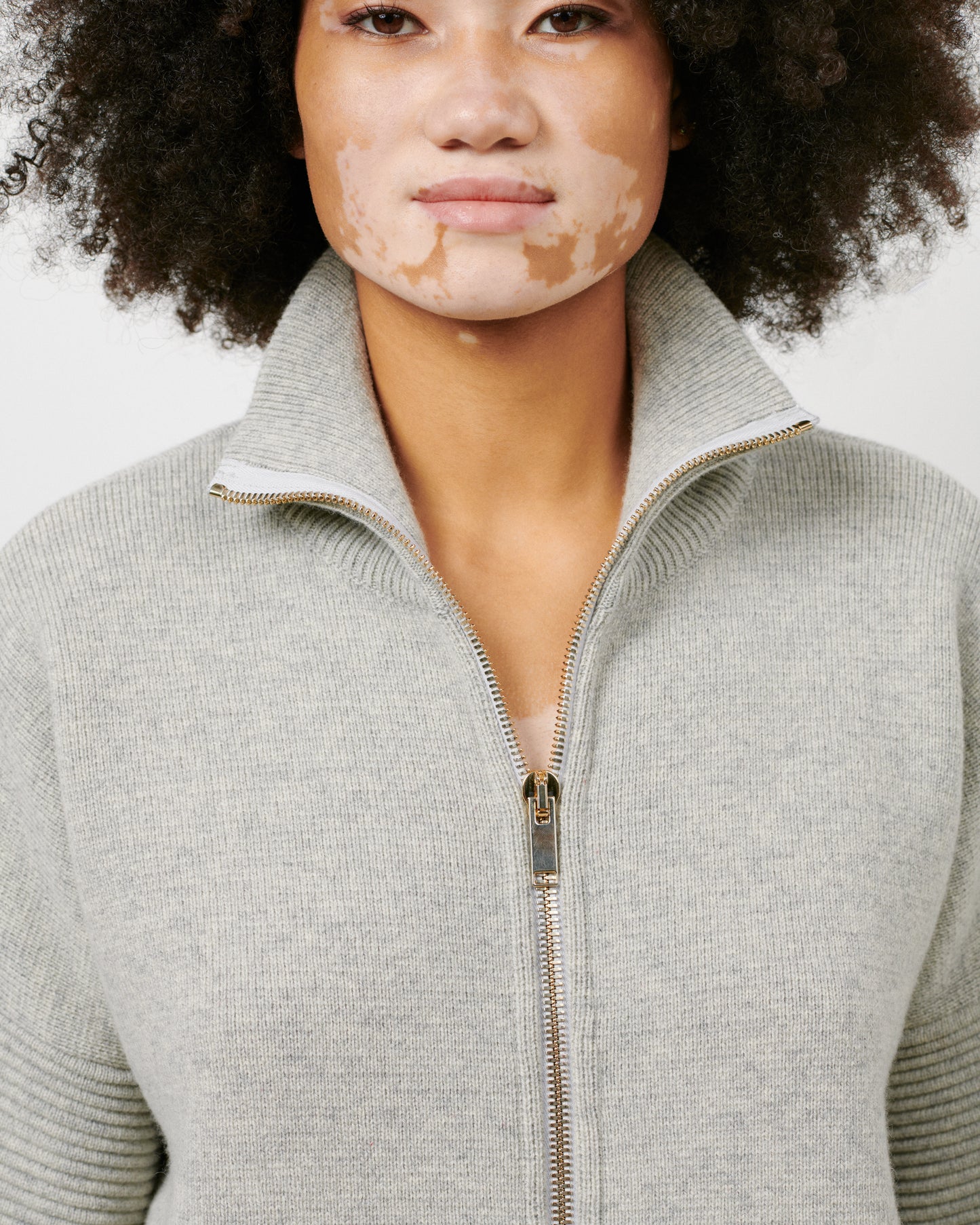 Grey - Golden Metal Zip