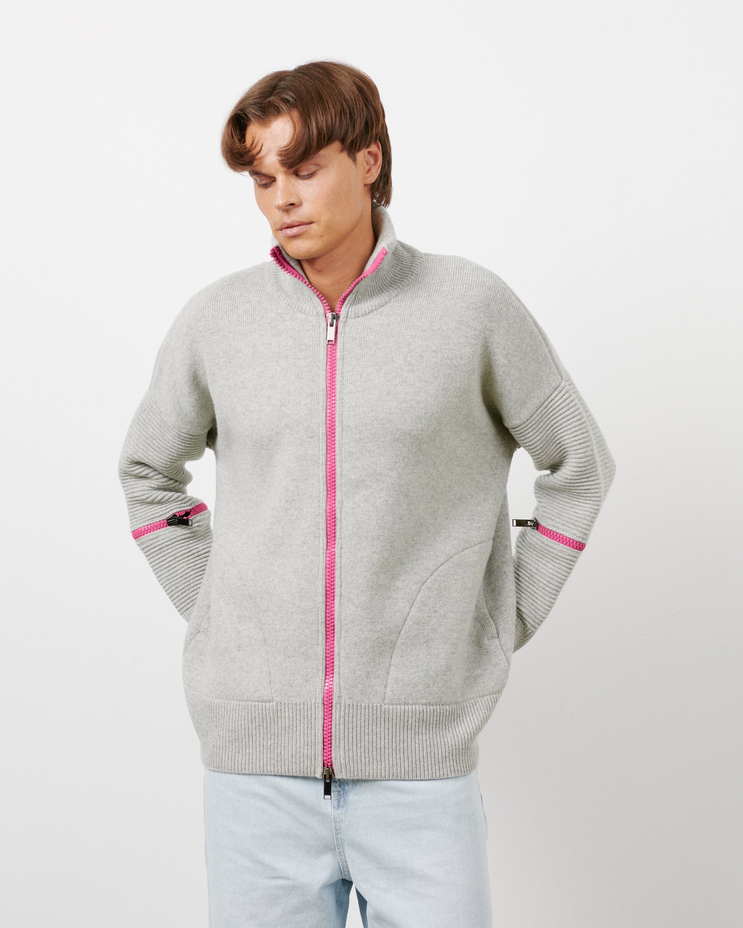 Grey - Pink Zip