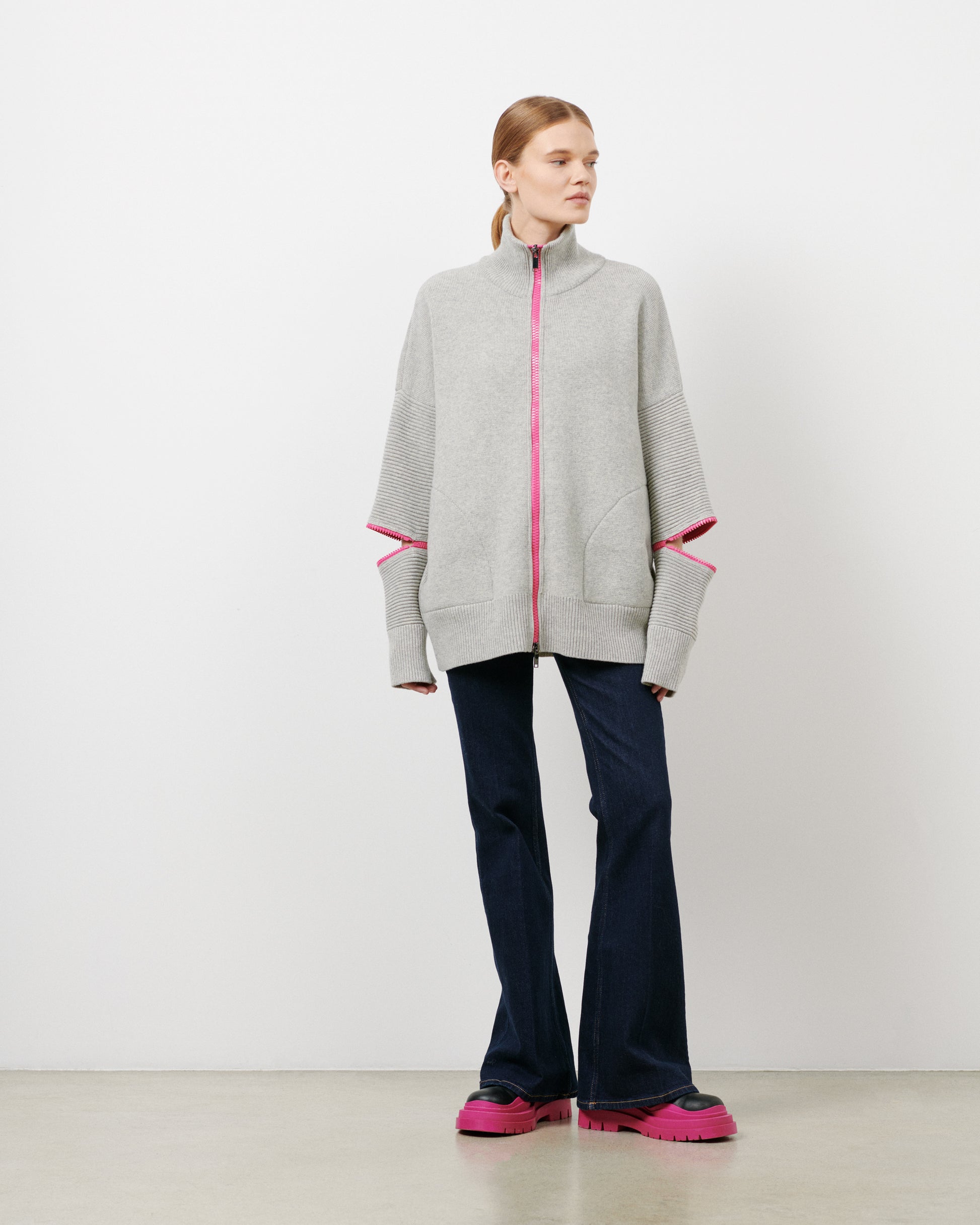 Grey - Pink Zip