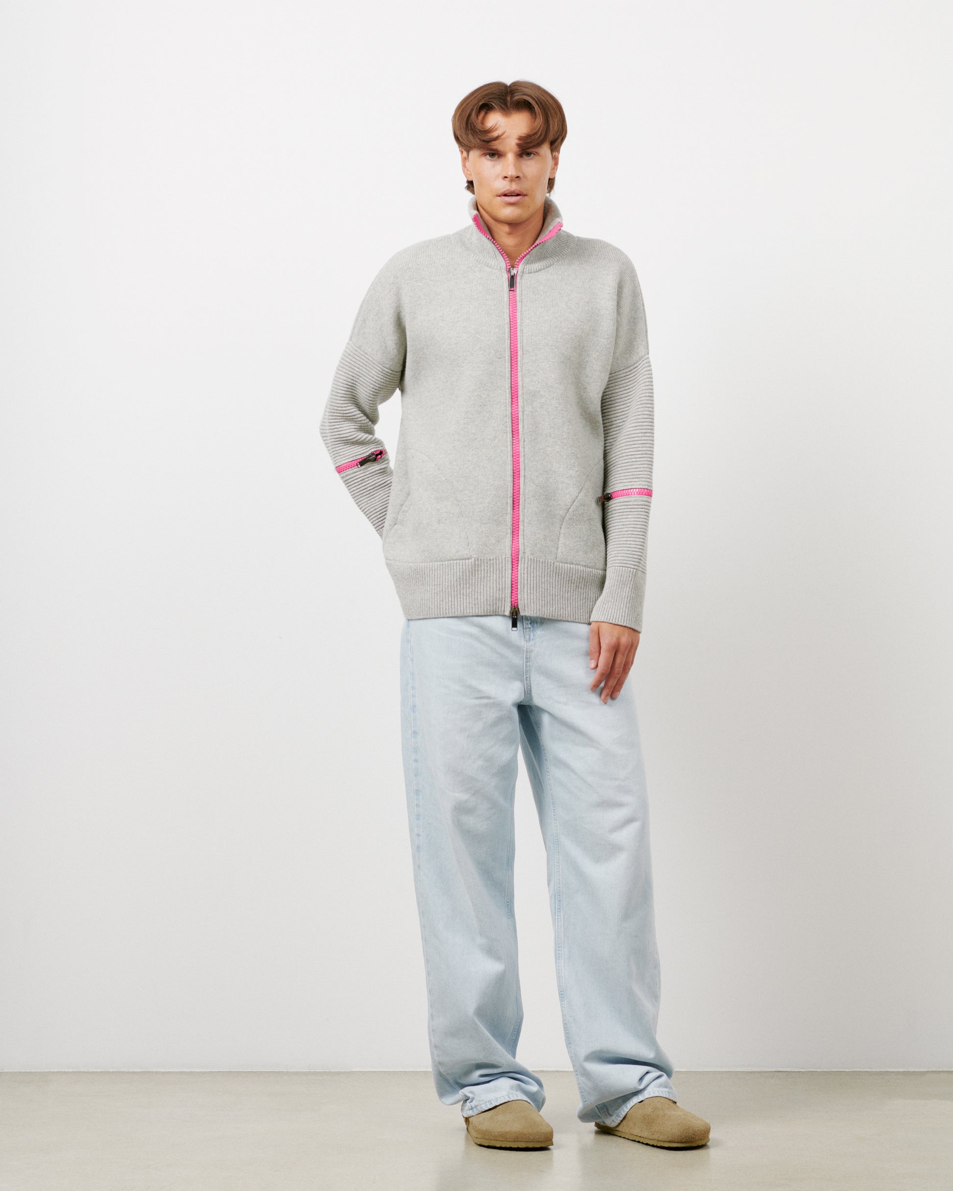 Grey - Pink Zip